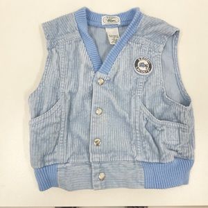 VTG IZOD Lacoste Blue Corduroy Snap Front Vest Toddler 2T